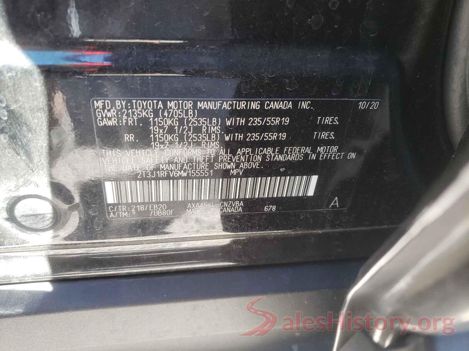 2T3J1RFV6MW155551 2021 TOYOTA RAV4