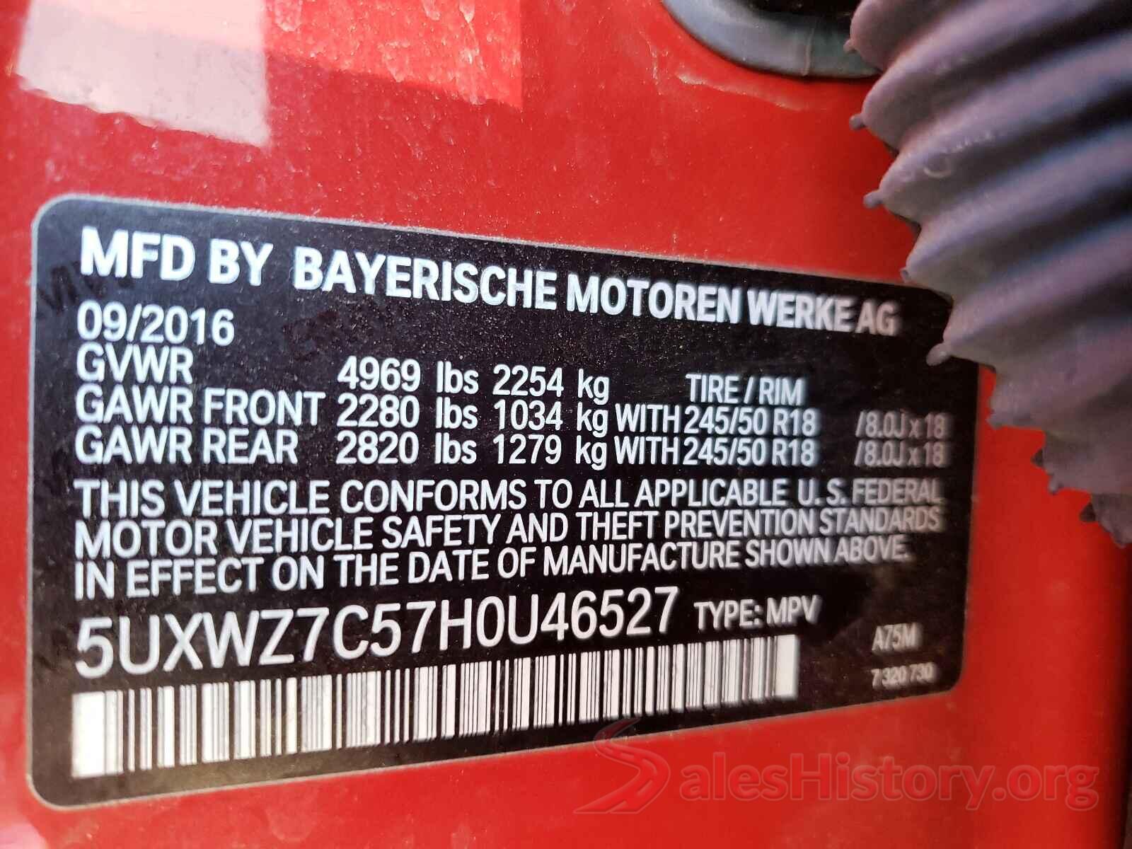 5UXWZ7C57H0U46527 2017 BMW X3