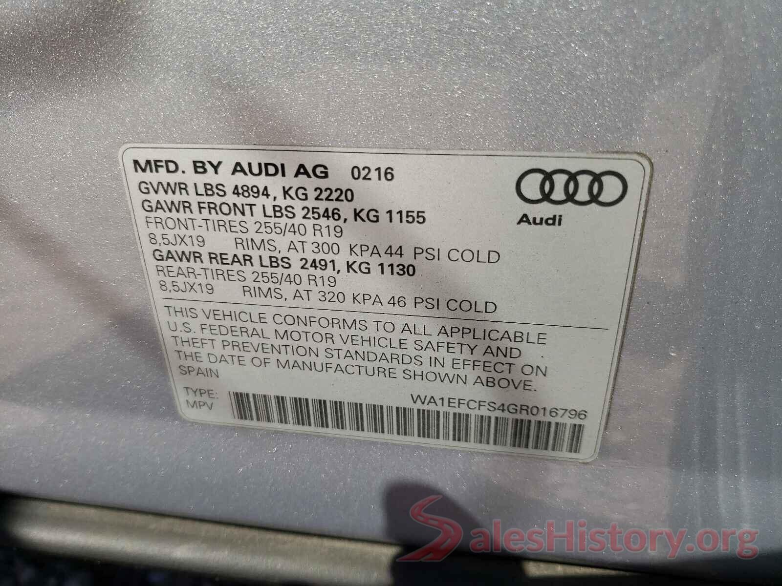 WA1EFCFS4GR016796 2016 AUDI Q3