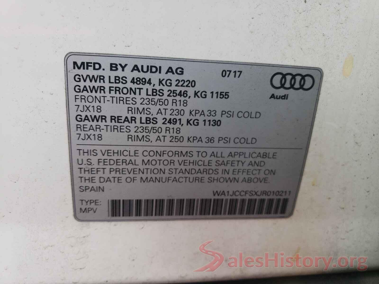 WA1JCCFSXJR010211 2018 AUDI Q3