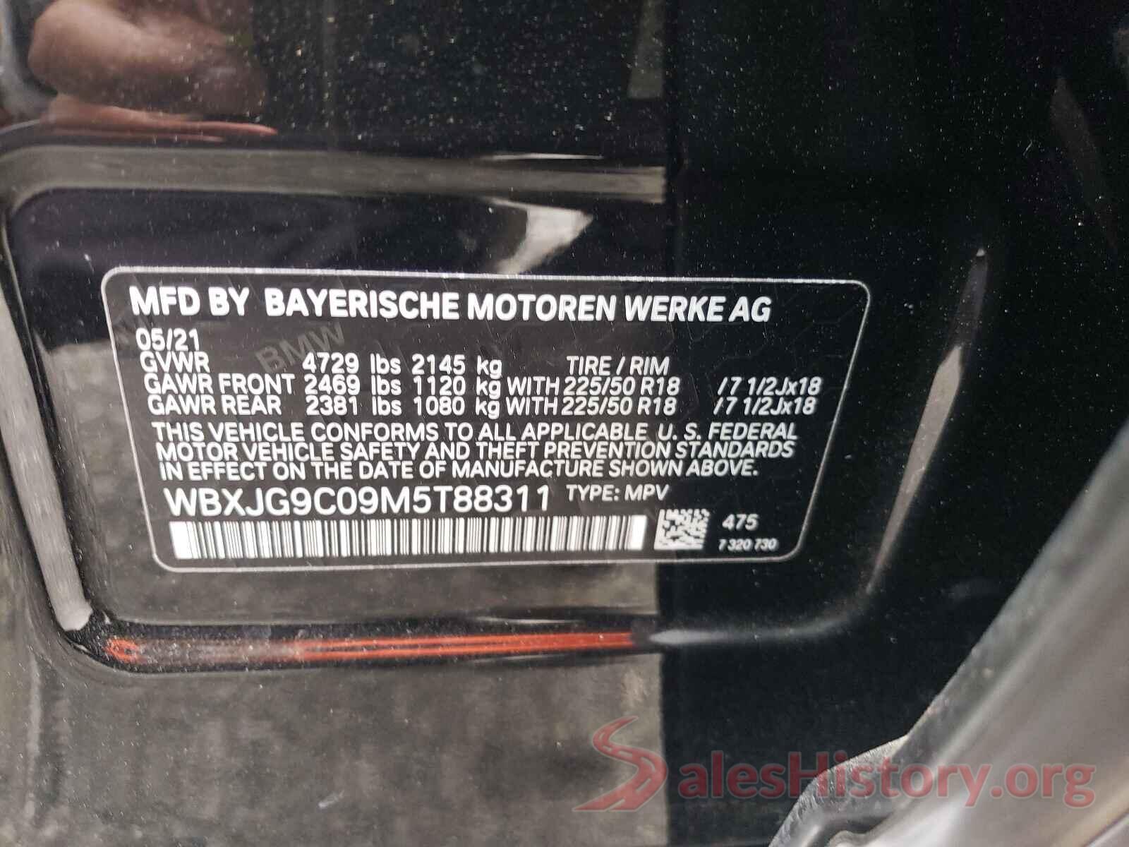 WBXJG9C09M5T88311 2021 BMW X1