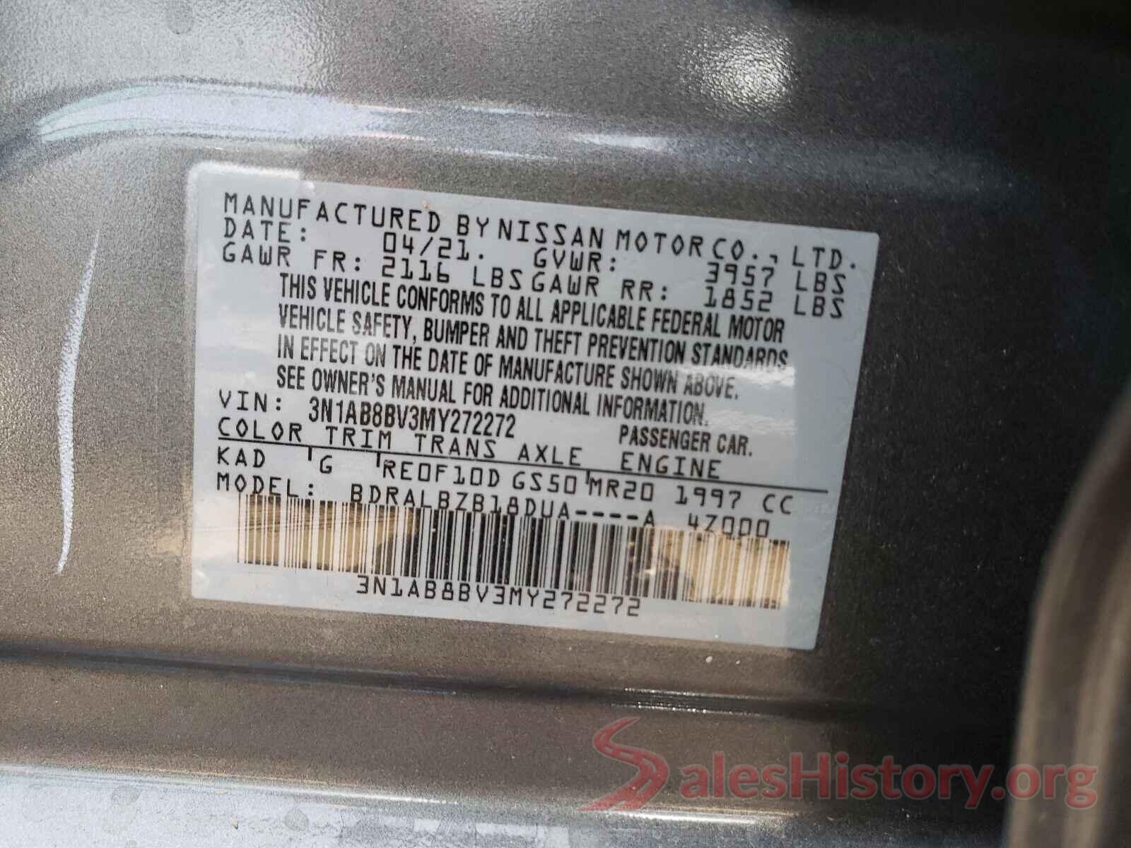 3N1AB8BV3MY272272 2021 NISSAN SENTRA