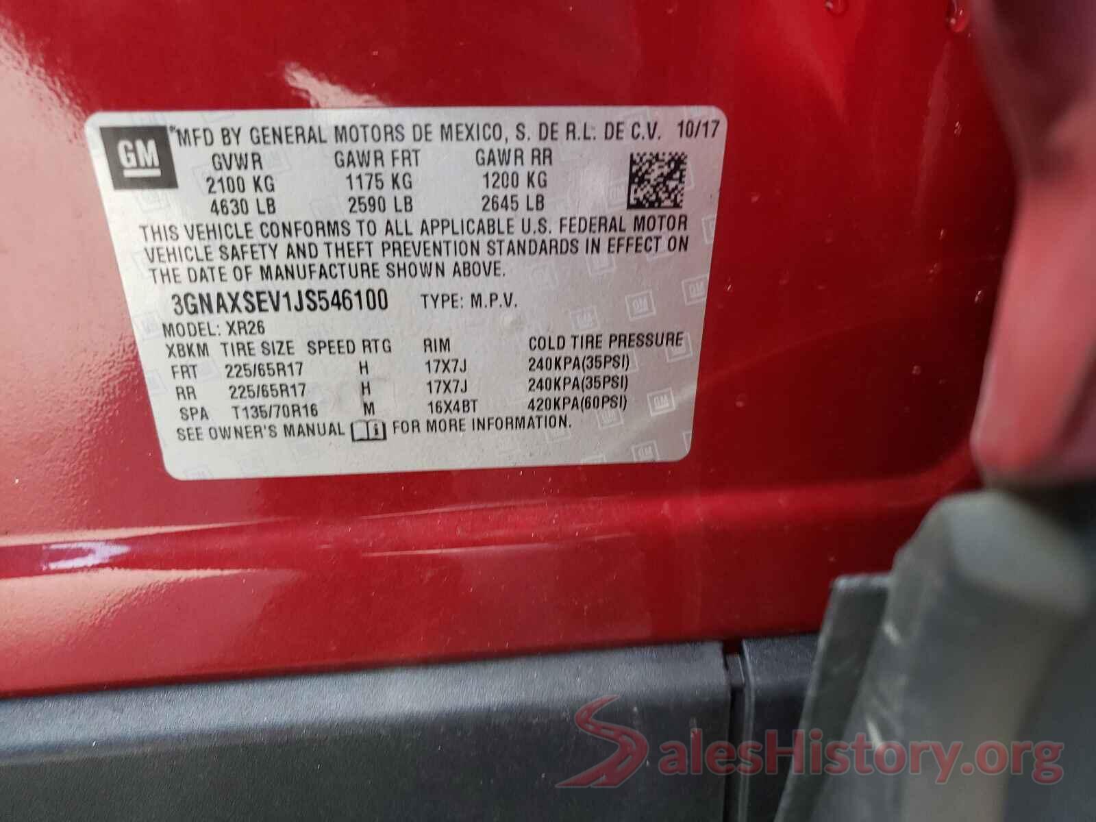 3GNAXSEV1JS546100 2018 CHEVROLET EQUINOX