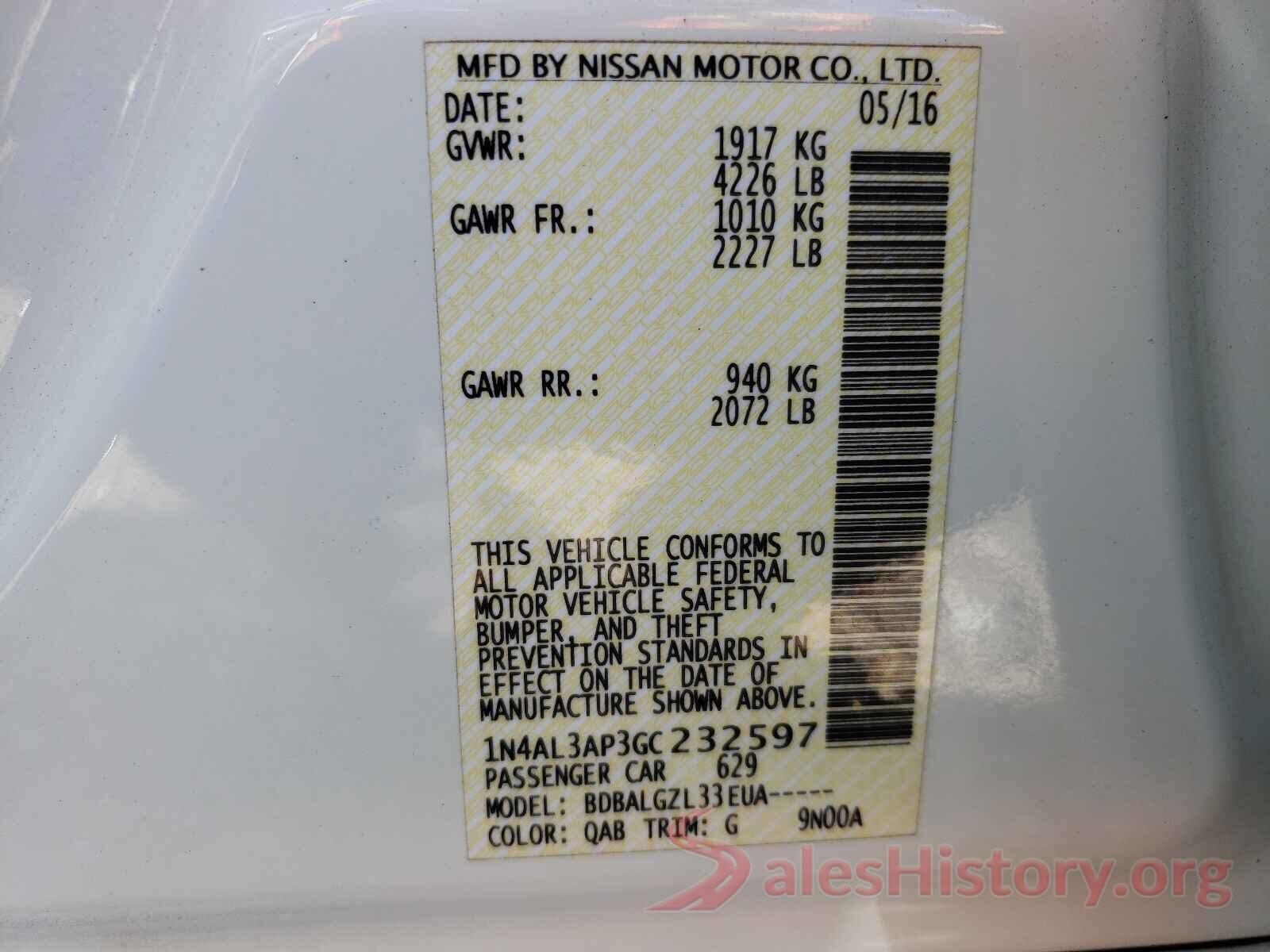 1N4AL3AP3GC232597 2016 NISSAN ALTIMA