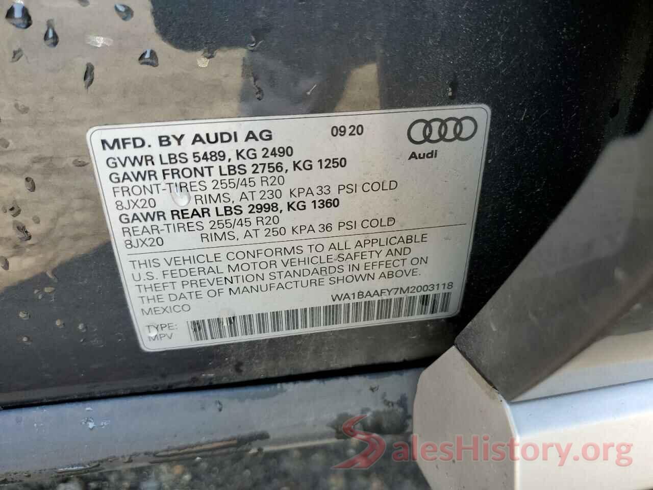 WA1BAAFY7M2003118 2021 AUDI Q5