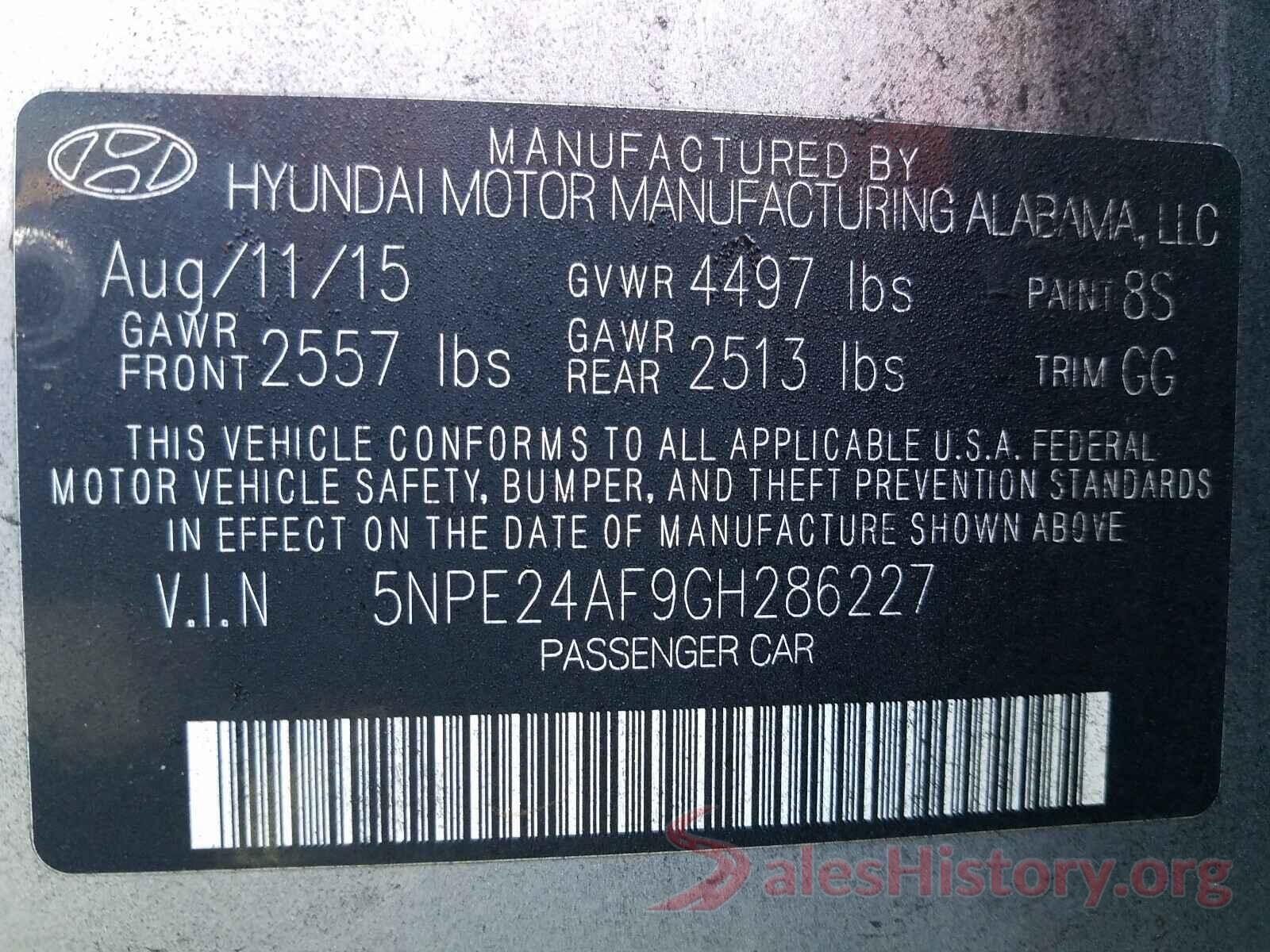 5NPE24AF9GH286227 2016 HYUNDAI SONATA