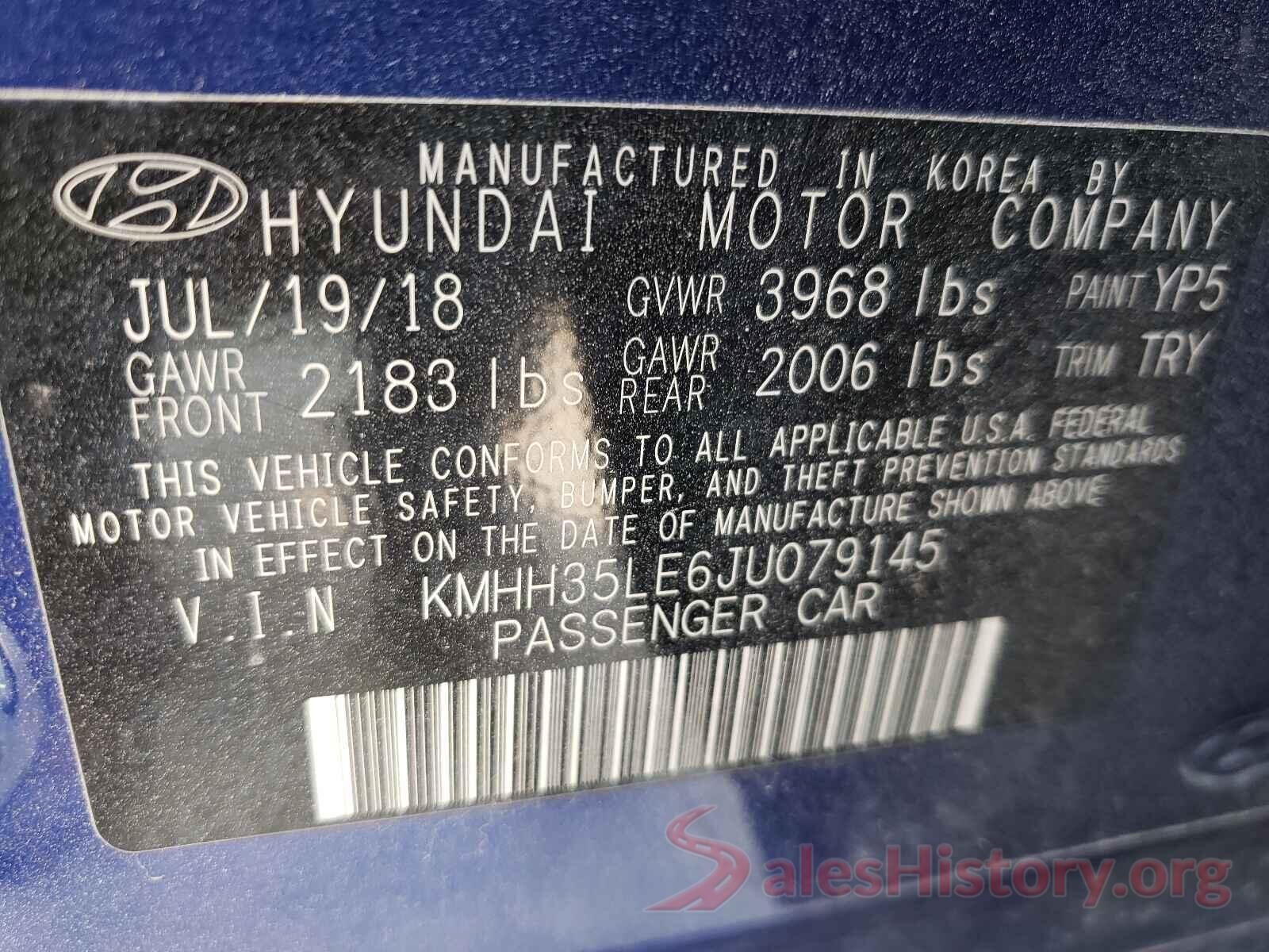 KMHH35LE6JU079145 2018 HYUNDAI ELANTRA