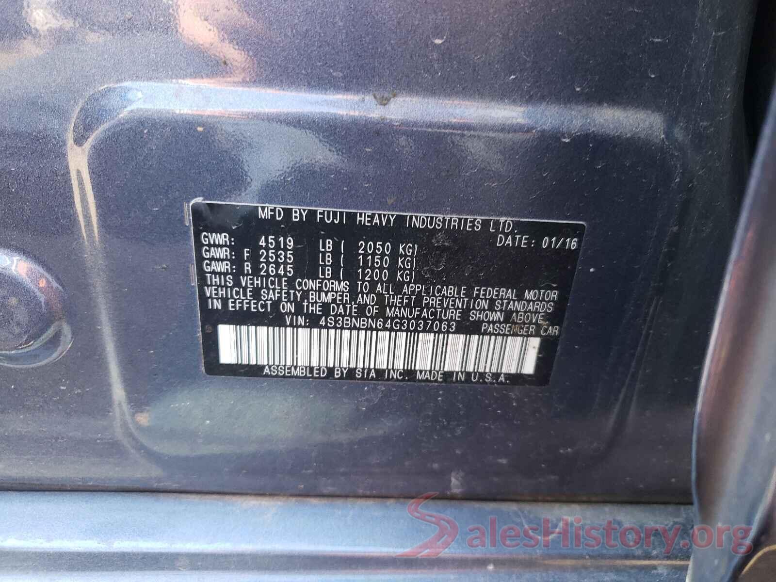 4S3BNBN64G3037063 2016 SUBARU LEGACY