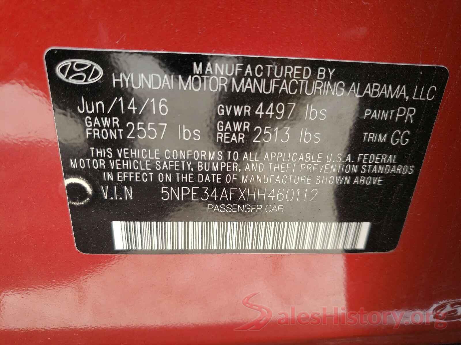 5NPE34AFXHH460112 2017 HYUNDAI SONATA