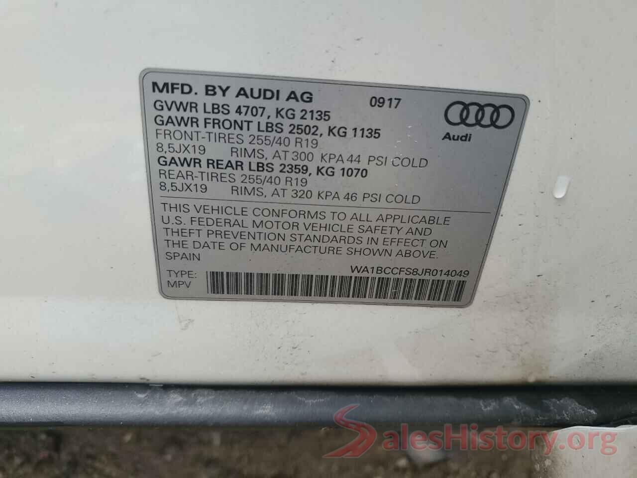 WA1BCCFS8JR014049 2018 AUDI Q3