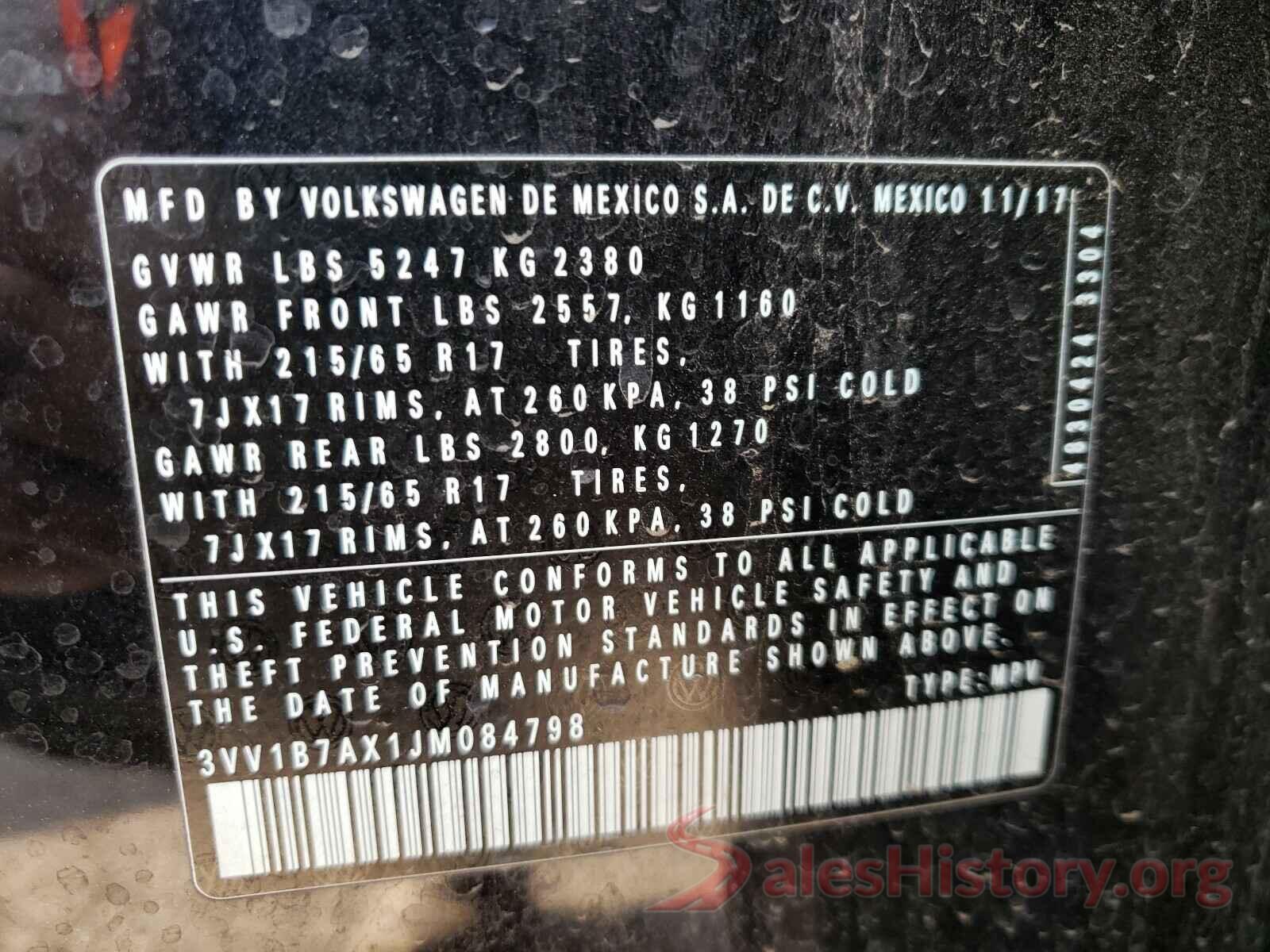 3VV1B7AX1JM084798 2018 VOLKSWAGEN TIGUAN