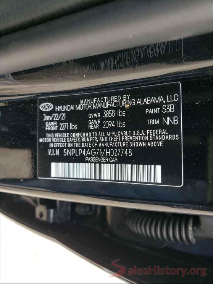 5NPLP4AG7MH027748 2021 HYUNDAI ELANTRA