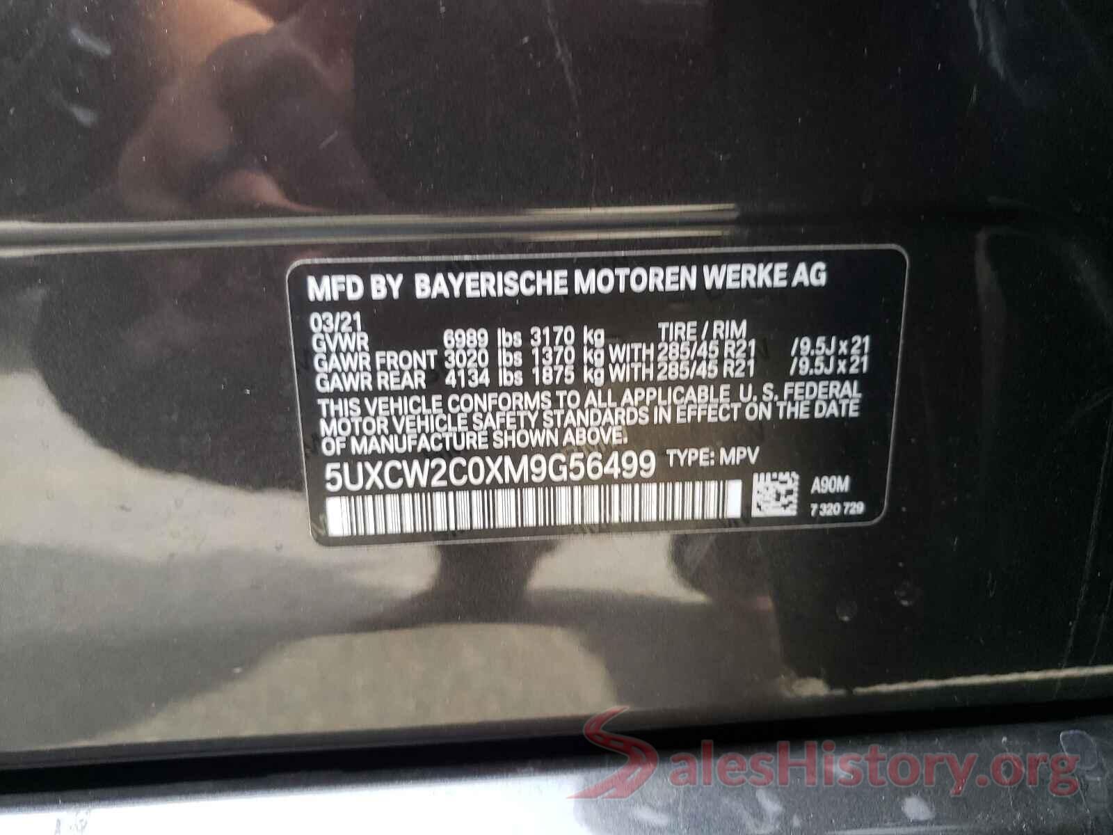 5UXCW2C0XM9G56499 2021 BMW X7