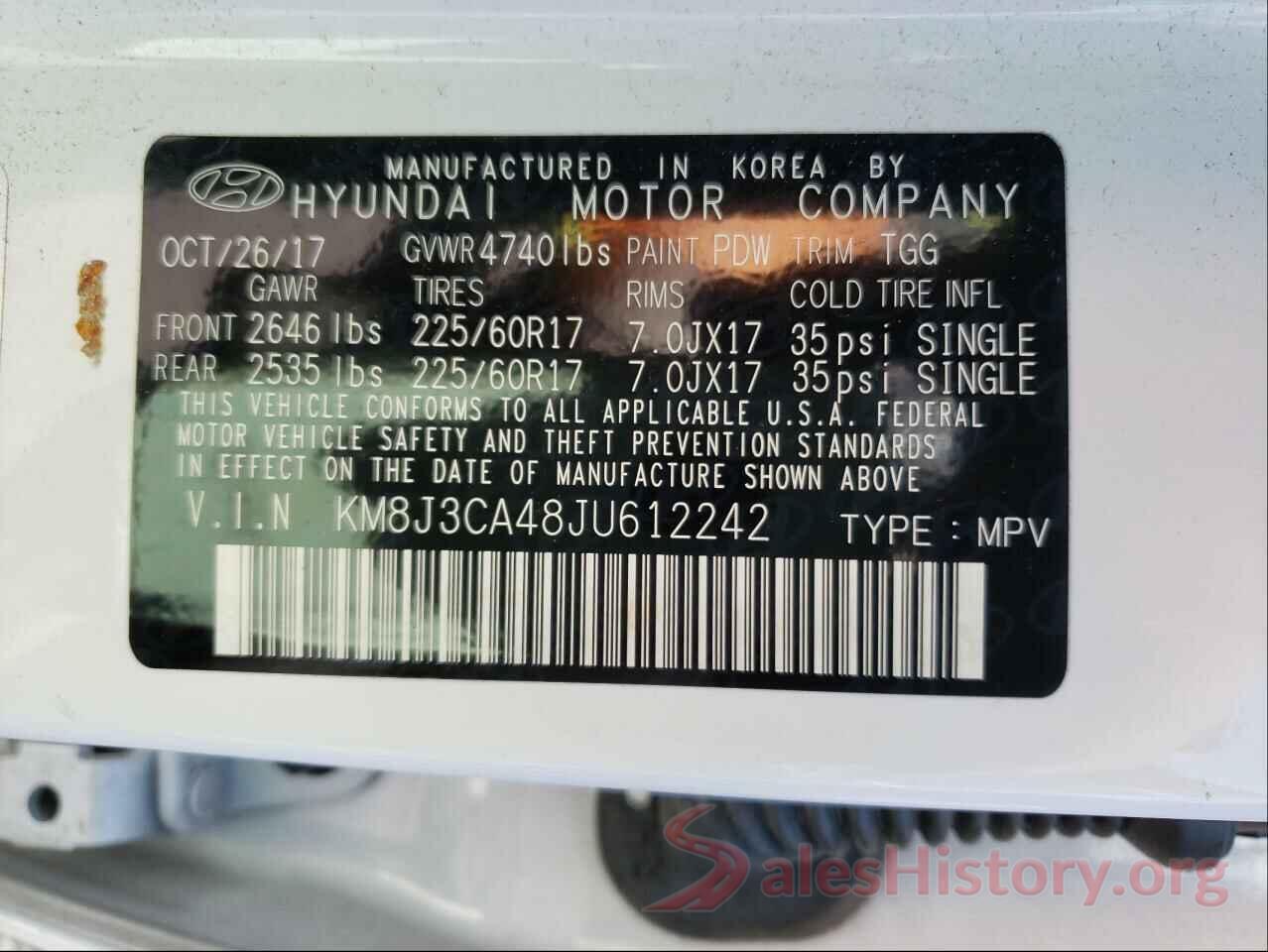 KM8J3CA48JU612242 2018 HYUNDAI TUCSON