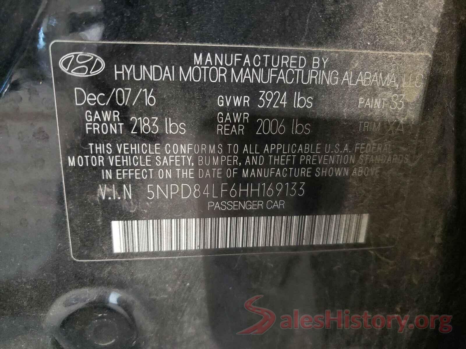 5NPD84LF6HH169133 2017 HYUNDAI ELANTRA