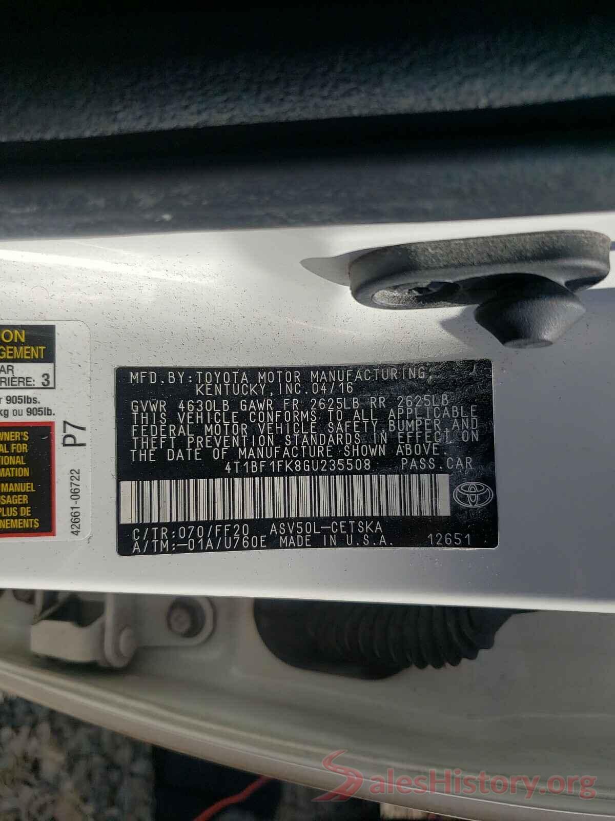 4T1BF1FK8GU235508 2016 TOYOTA CAMRY