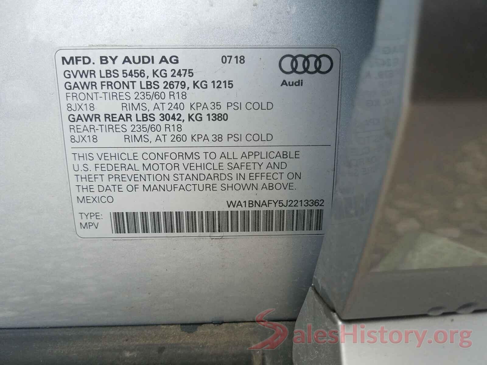 WA1BNAFY5J2213362 2018 AUDI Q5