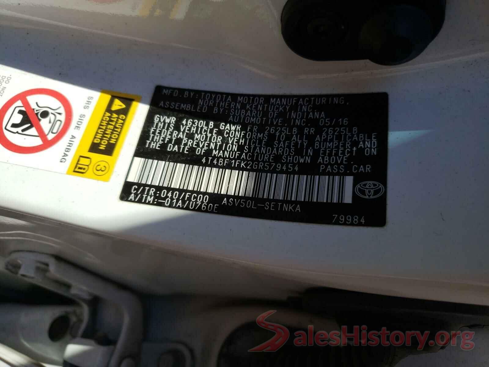 4T4BF1FK2GR579454 2016 TOYOTA CAMRY