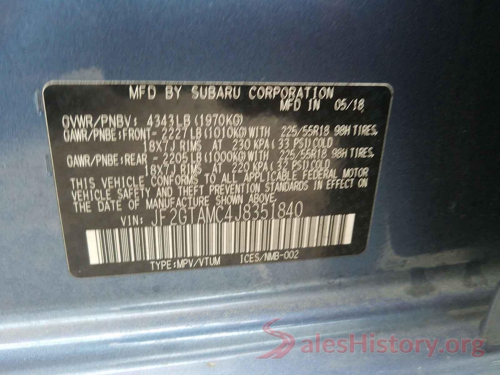 JF2GTAMC4J8351840 2018 SUBARU ALL OTHER