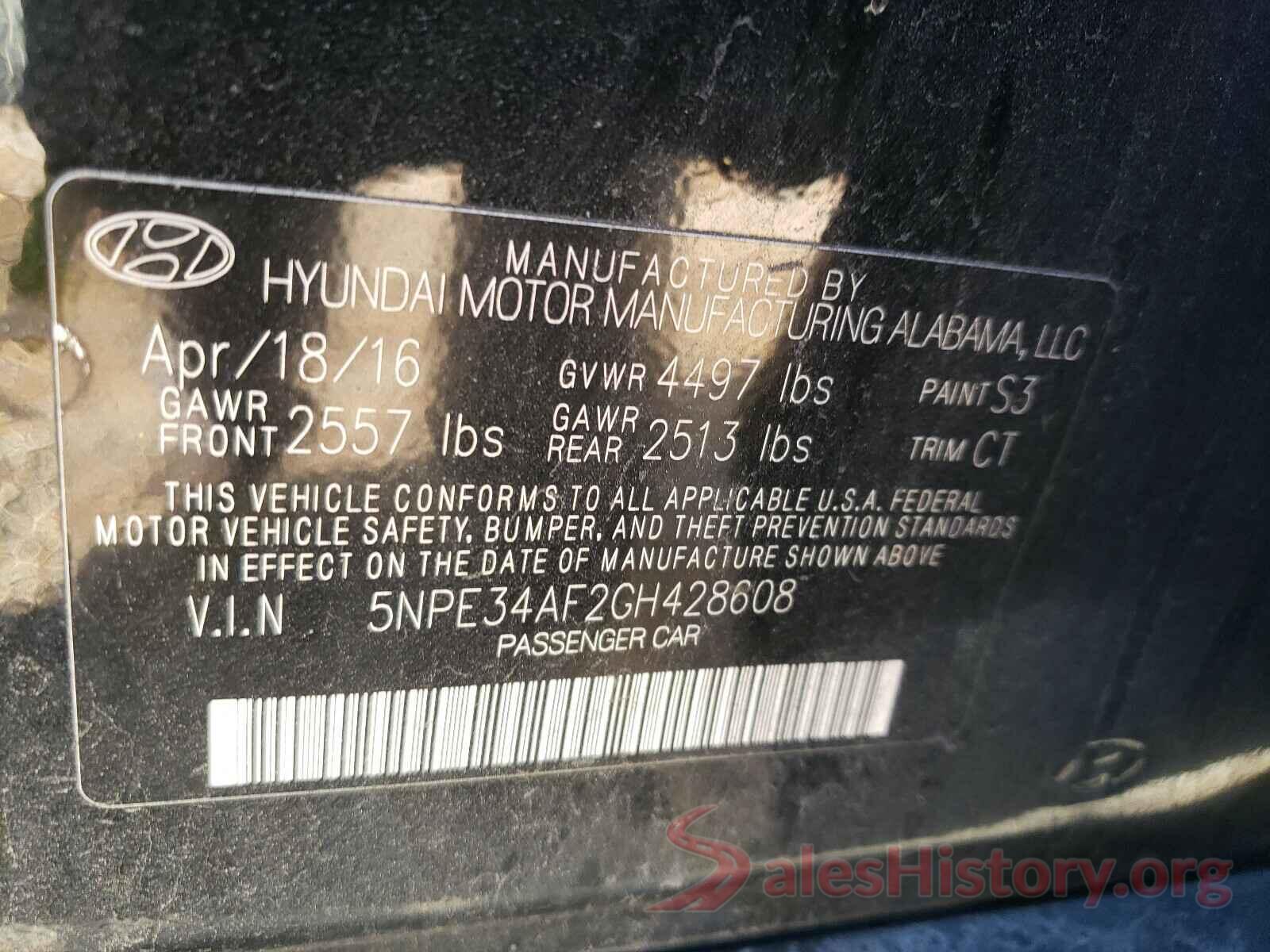 5NPE34AF2GH428608 2016 HYUNDAI SONATA