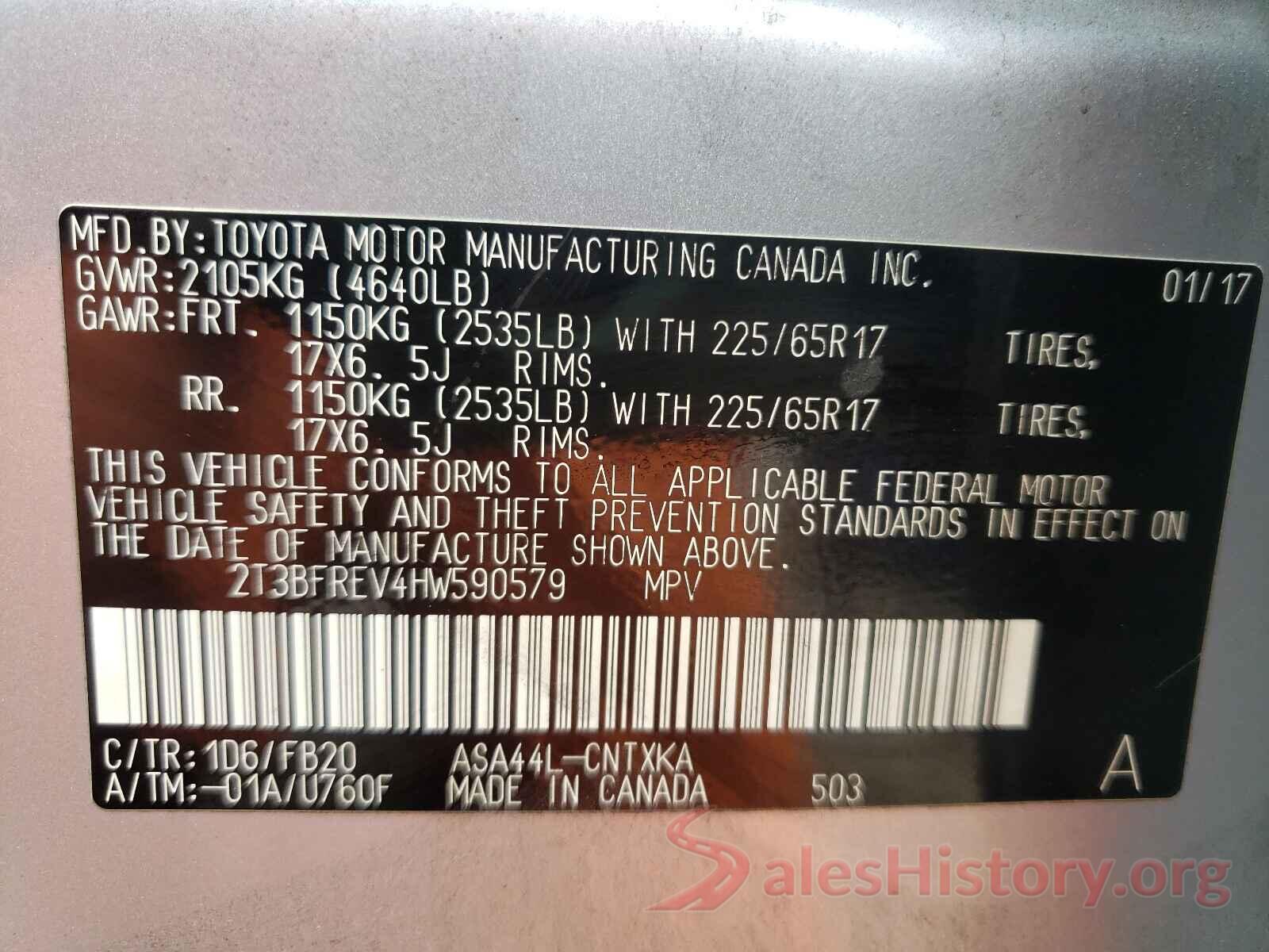 2T3BFREV4HW590579 2017 TOYOTA RAV4