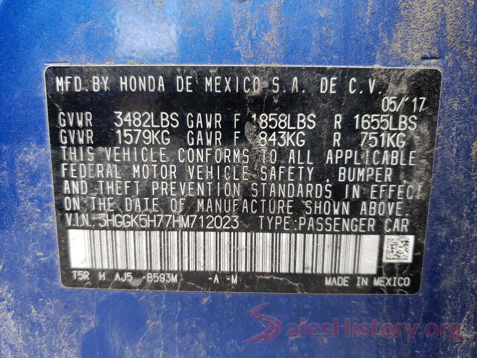 3HGGK5H77HM712023 2017 HONDA FIT