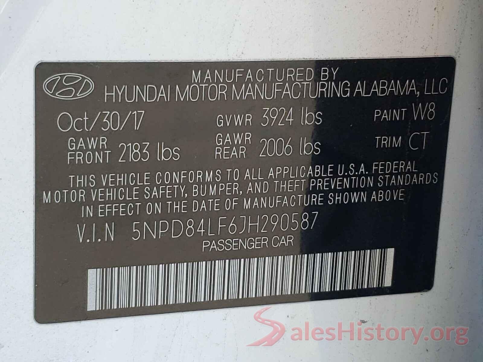 5NPD84LF6JH290587 2018 HYUNDAI ELANTRA