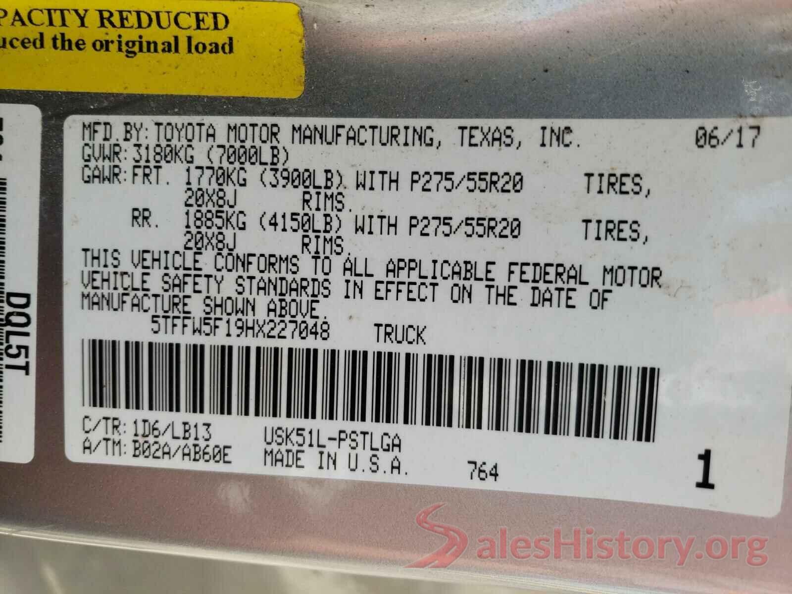 5TFFW5F19HX227048 2017 TOYOTA TUNDRA