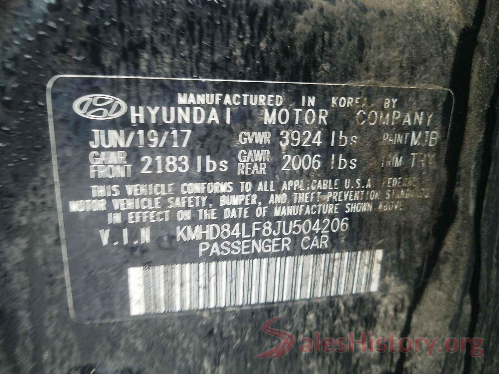 KMHD84LF8JU504206 2018 HYUNDAI ELANTRA