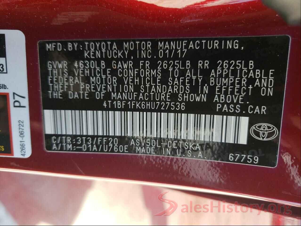 4T1BF1FK6HU727536 2017 TOYOTA CAMRY