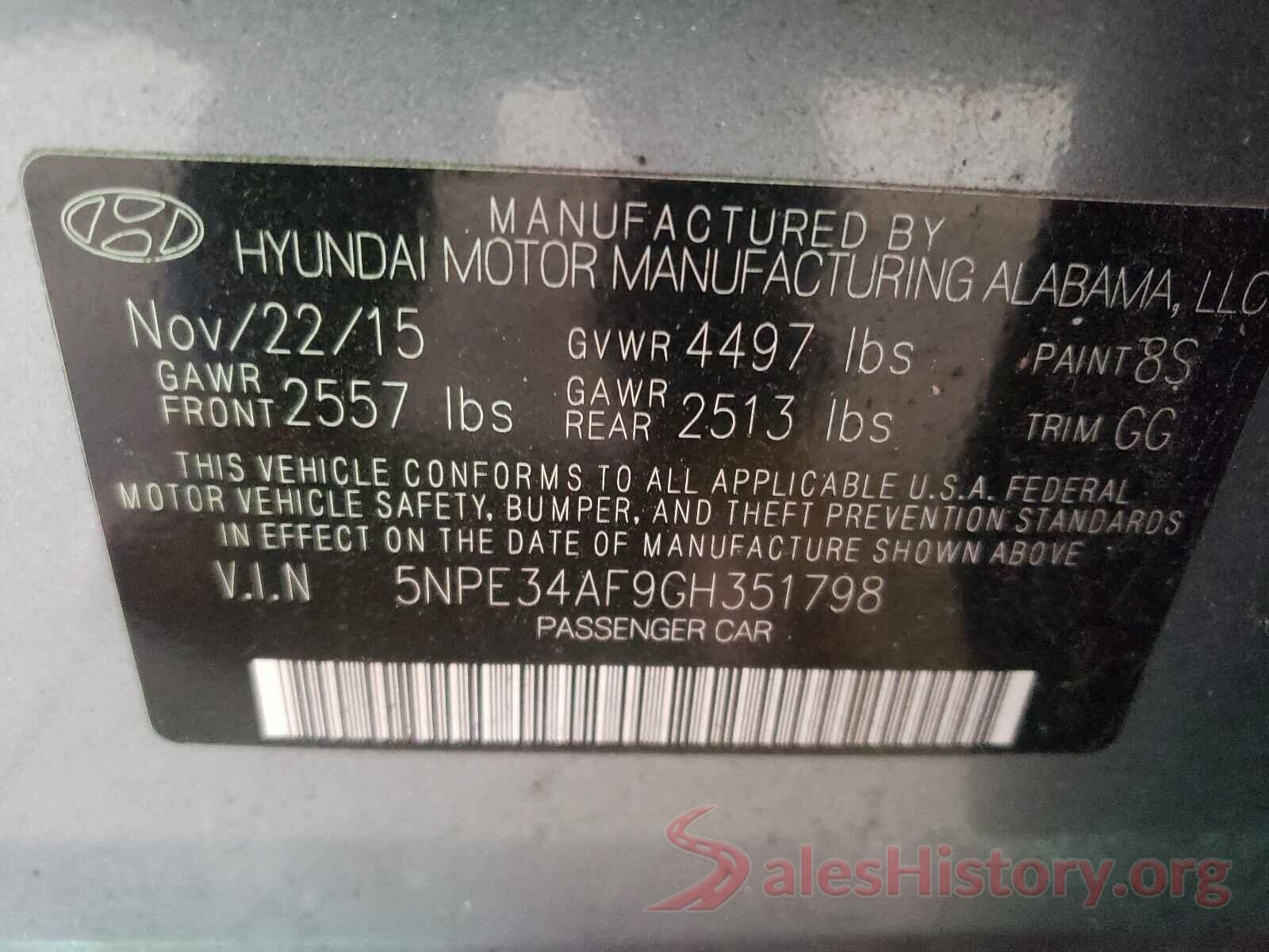 5NPE34AF9GH351798 2016 HYUNDAI SONATA