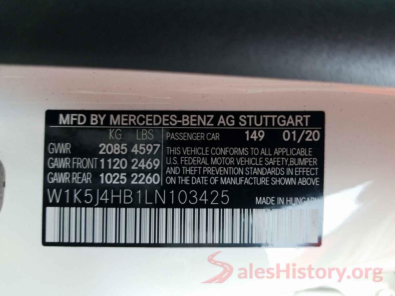 W1K5J4HB1LN103425 2020 MERCEDES-BENZ C CLASS