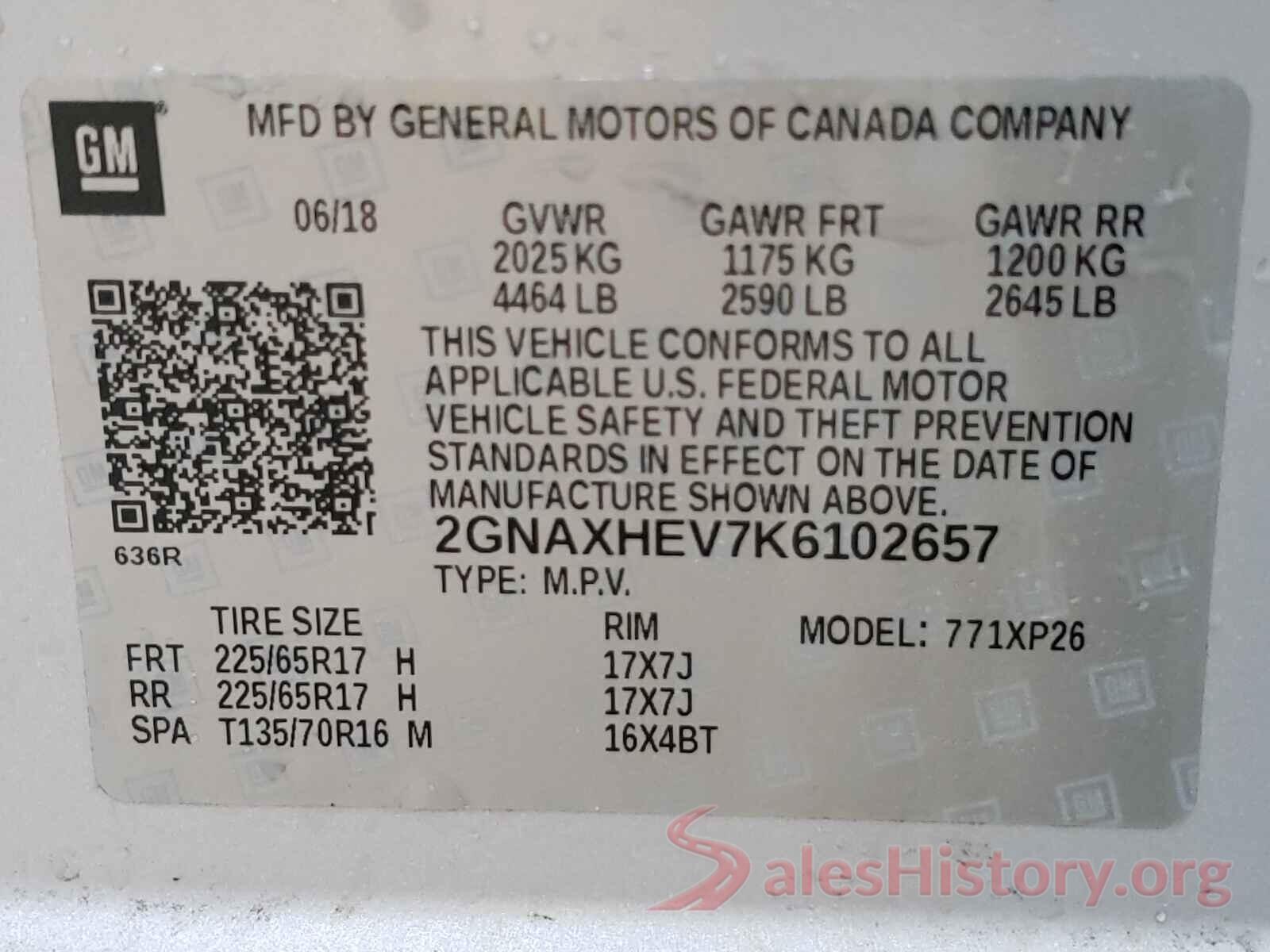 2GNAXHEV7K6102657 2019 CHEVROLET EQUINOX