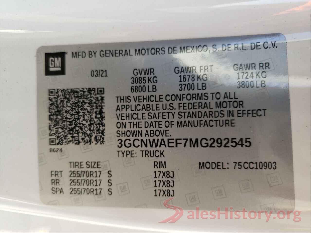 3GCNWAEF7MG292545 2021 CHEVROLET SILVERADO