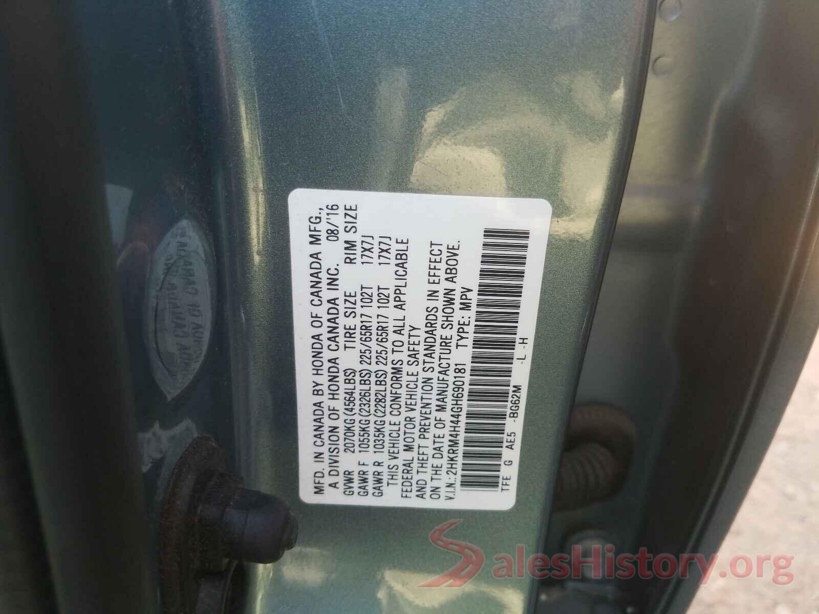 2HKRM4H44GH690181 2016 HONDA CRV