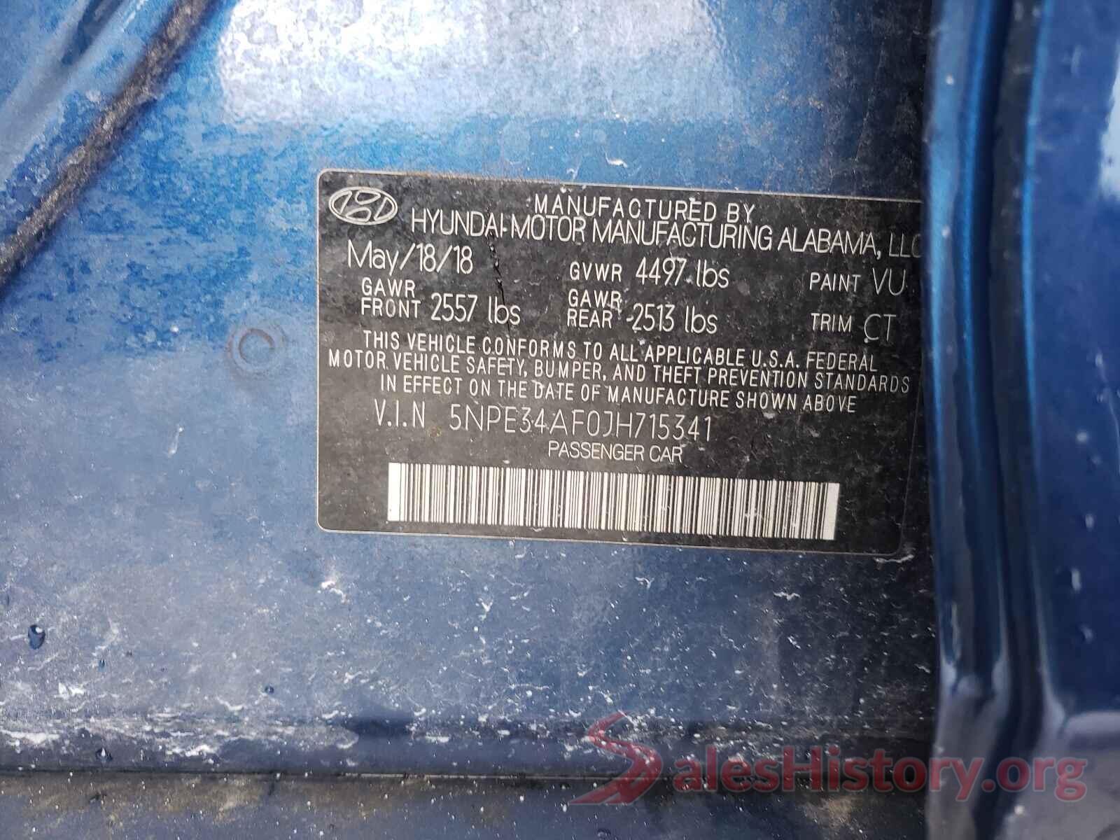 5NPE34AF0JH715341 2018 HYUNDAI SONATA