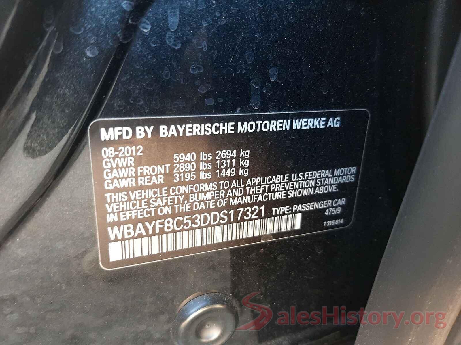 WBAYF8C53DDS17321 2013 BMW 7 SERIES