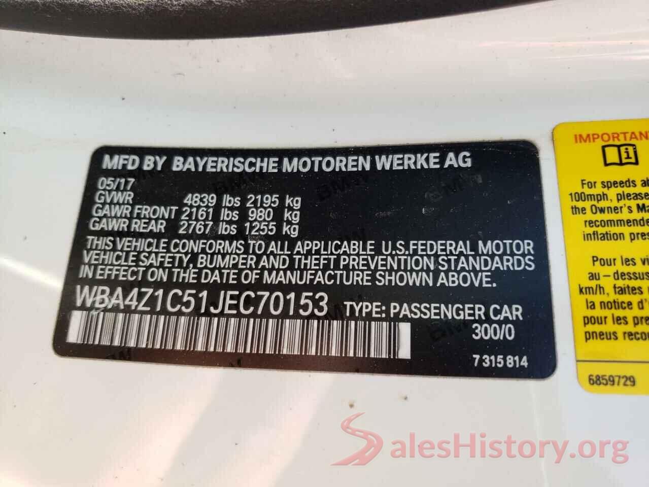 WBA4Z1C51JEC70153 2018 BMW 4 SERIES