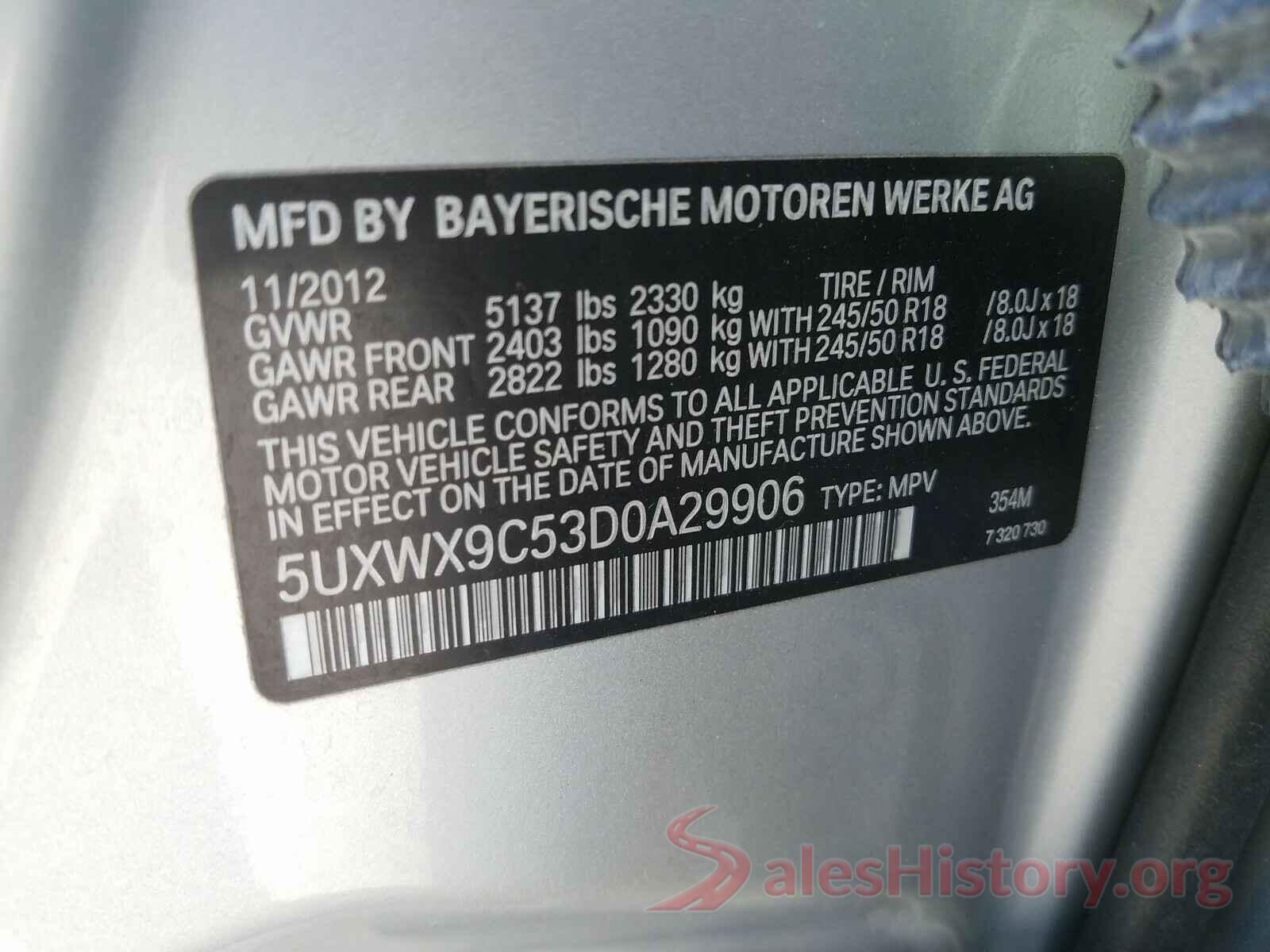 5UXWX9C53D0A29906 2013 BMW X3