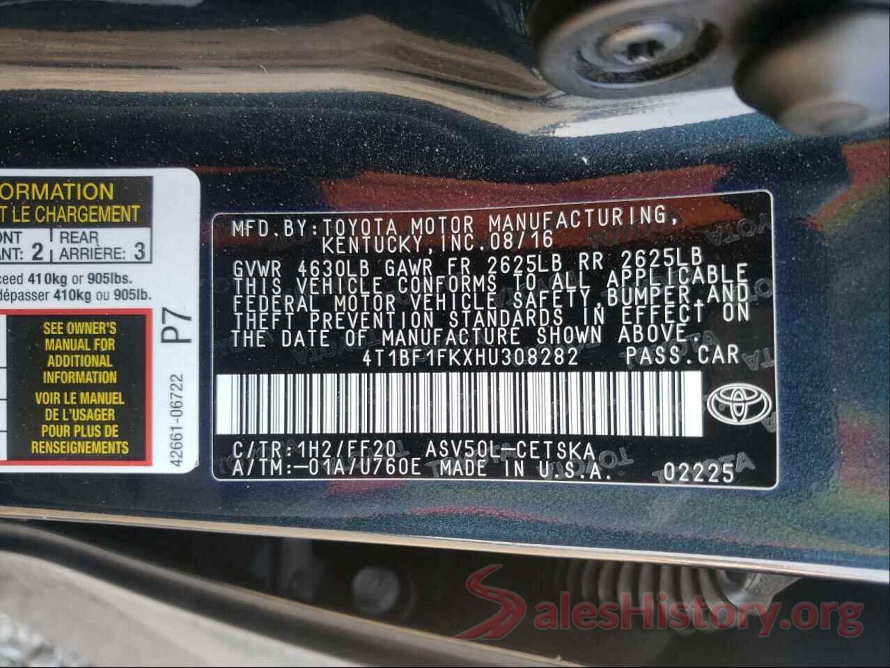 4T1BF1FKXHU308282 2017 TOYOTA CAMRY