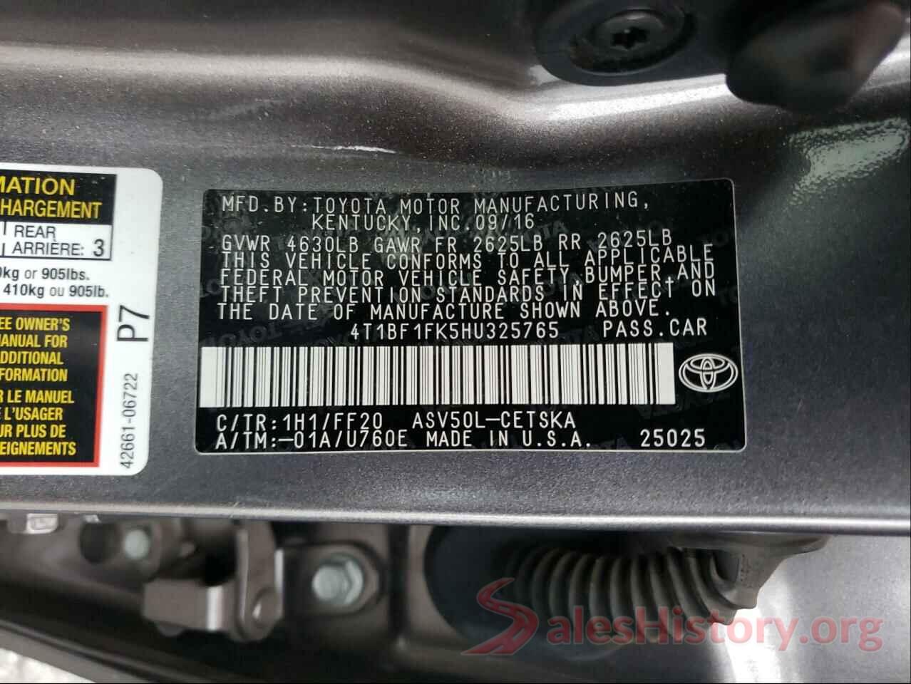 4T1BF1FK5HU325765 2017 TOYOTA CAMRY