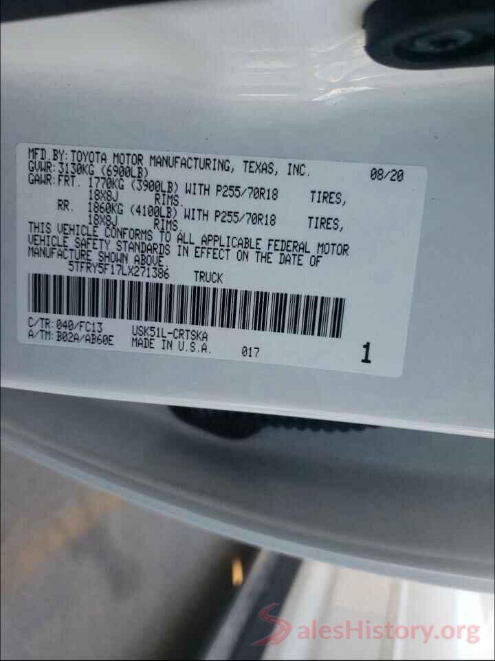 5TFRY5F17LX271386 2020 TOYOTA TUNDRA