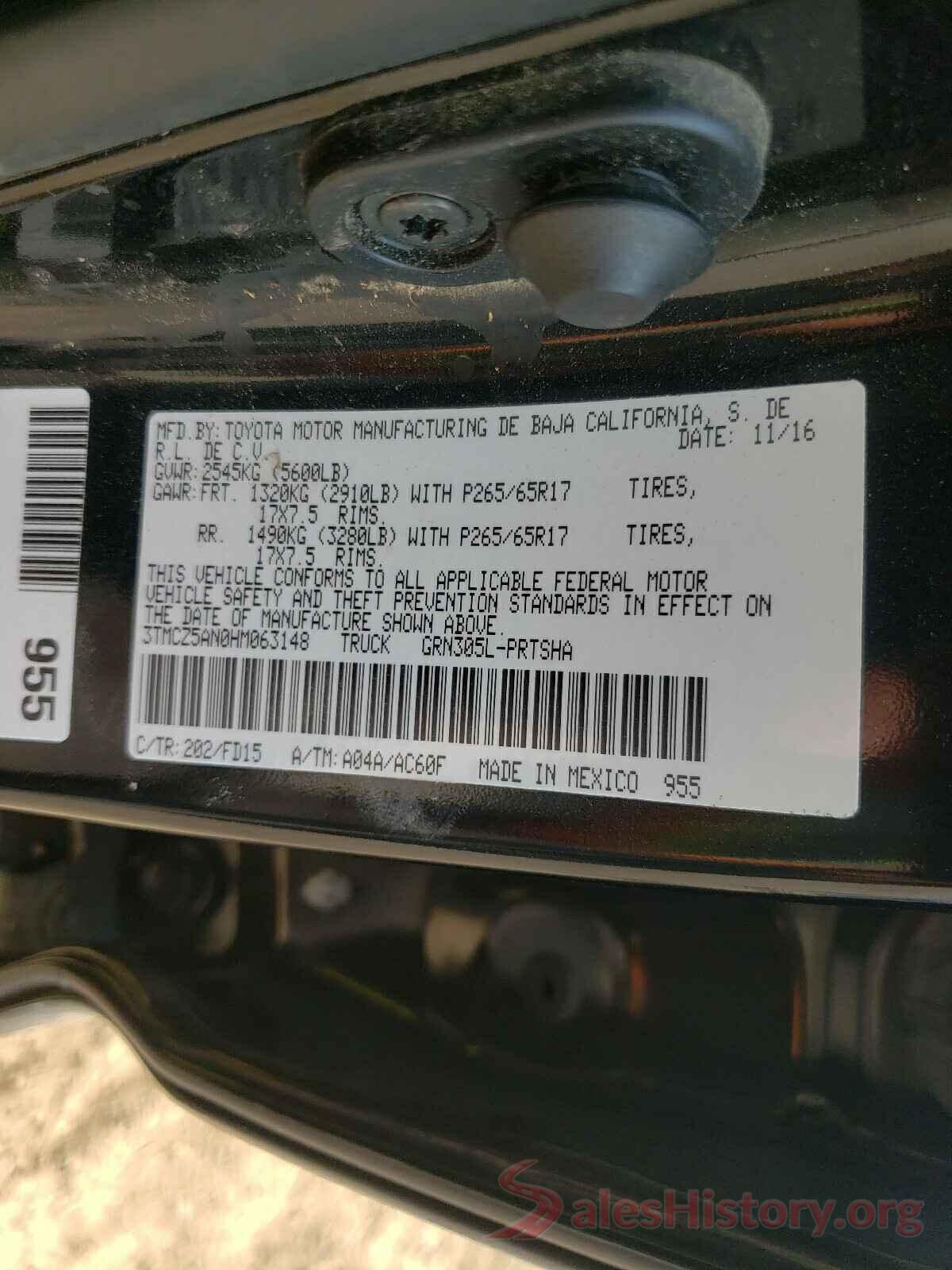 3TMCZ5AN0HM063148 2017 TOYOTA TACOMA