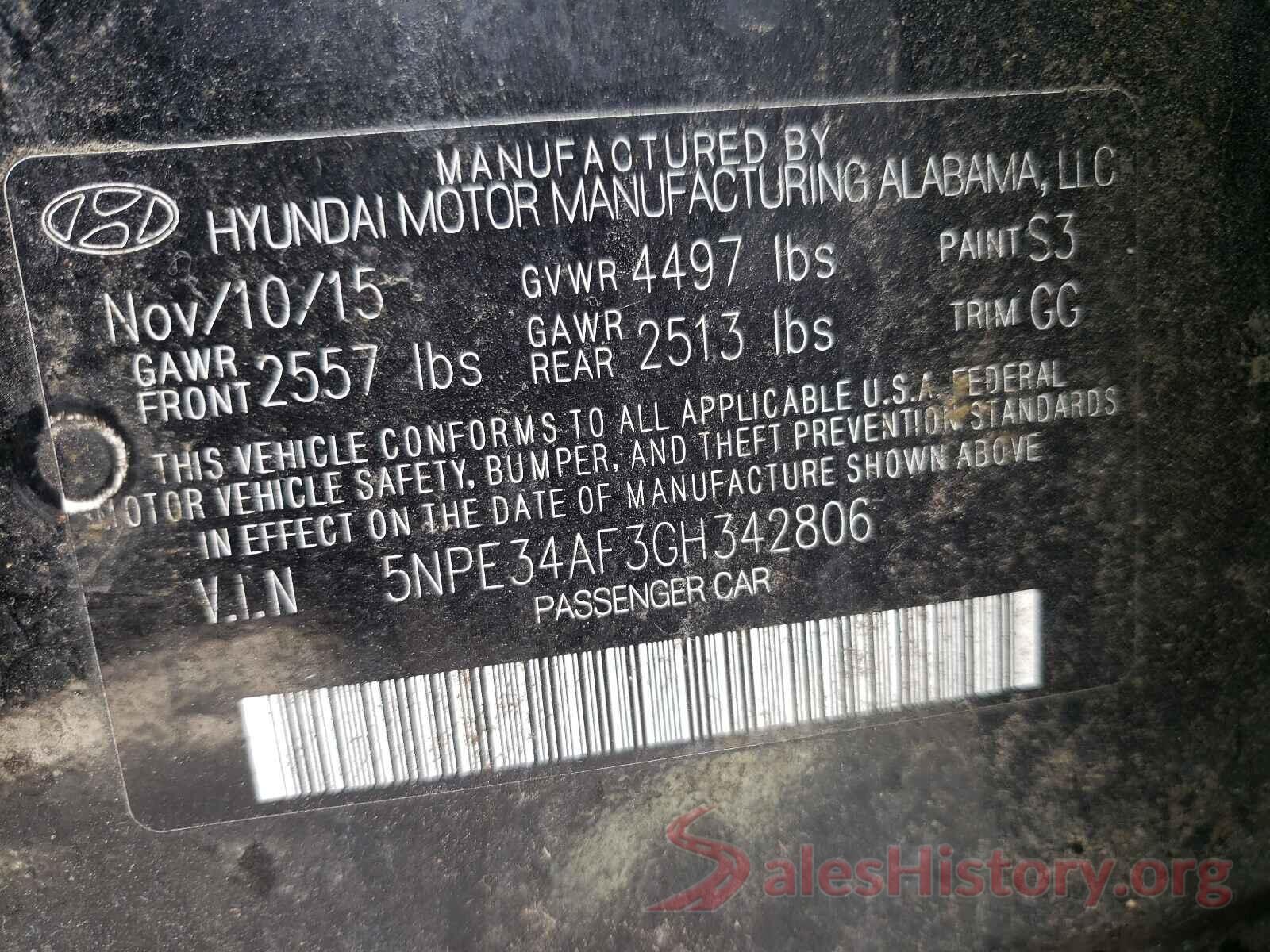 5NPE34AF3GH342806 2016 HYUNDAI SONATA