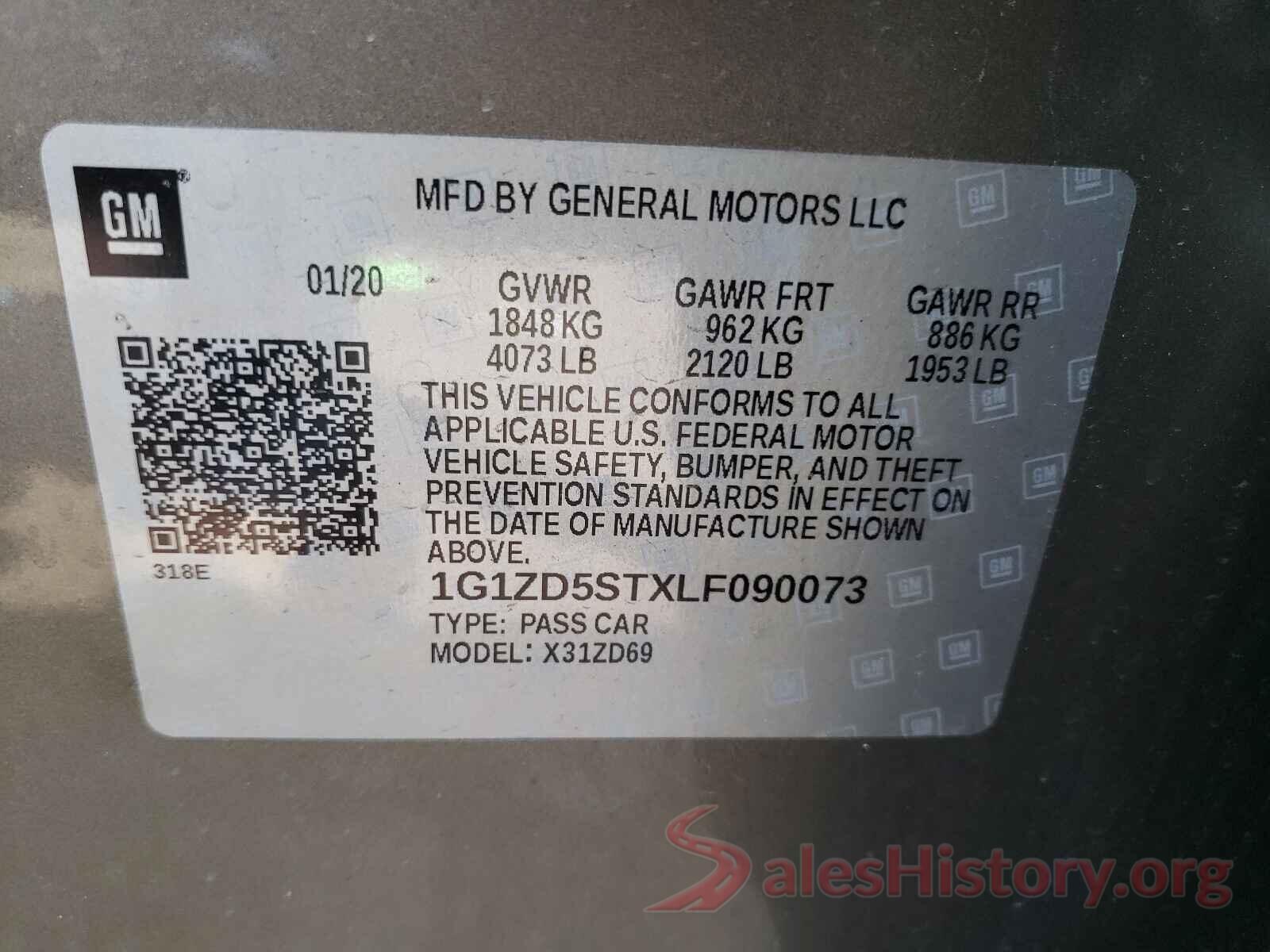 1G1ZD5STXLF090073 2020 CHEVROLET MALIBU