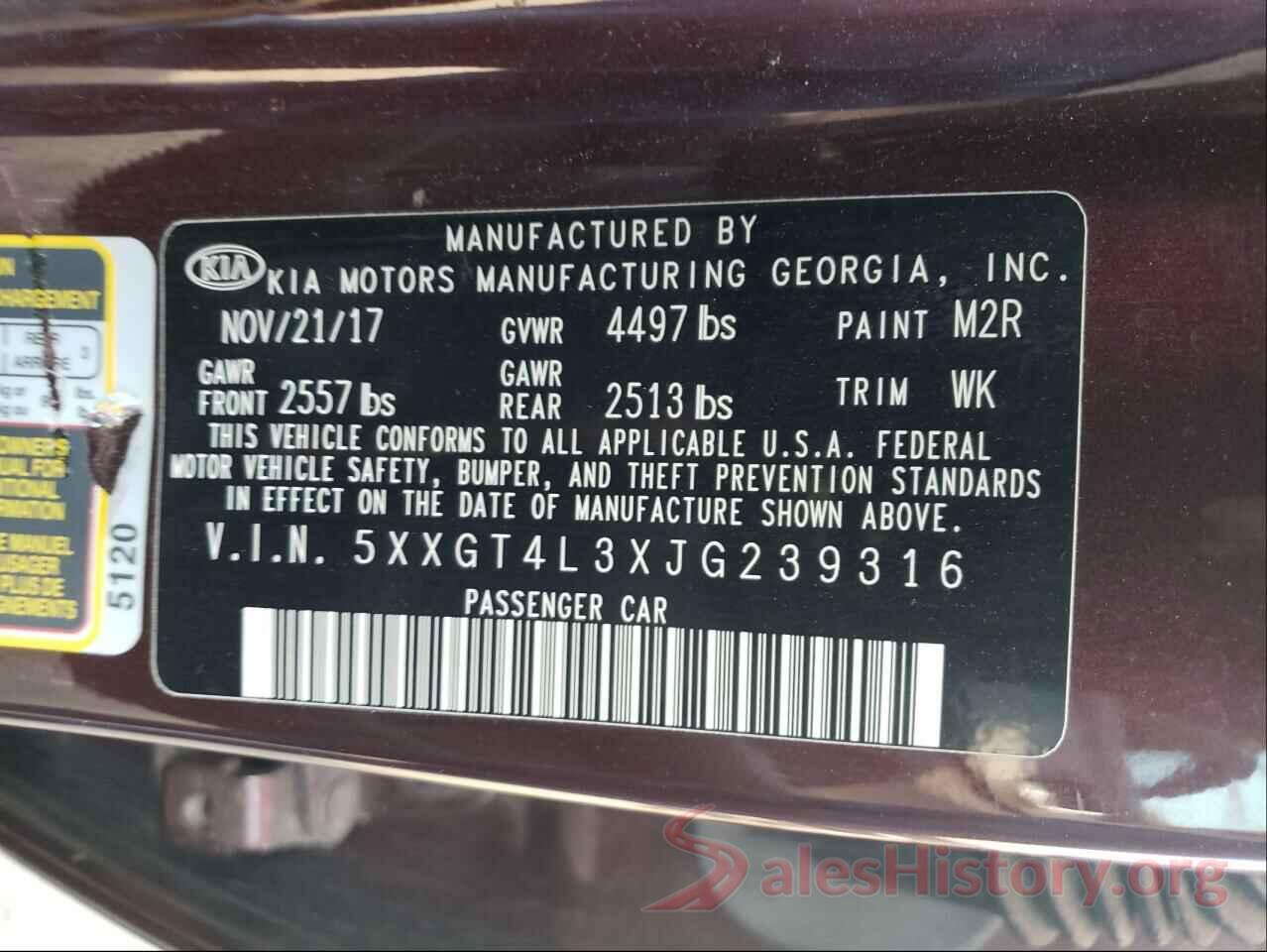 5XXGT4L3XJG239316 2018 KIA OPTIMA