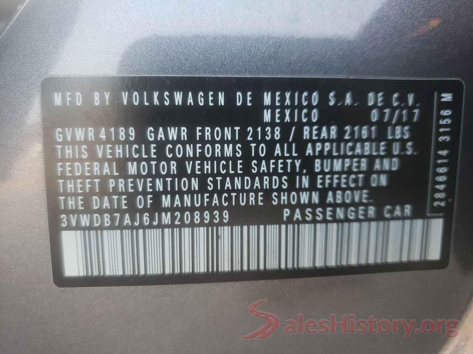 3VWDB7AJ6JM208939 2018 VOLKSWAGEN JETTA