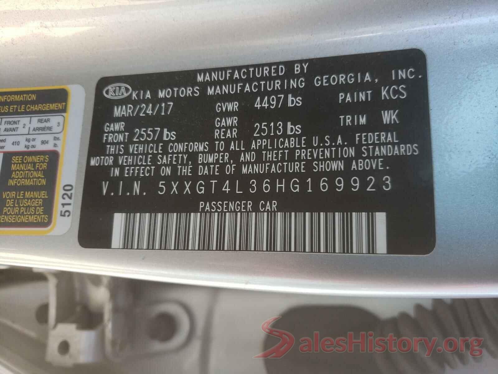 5XXGT4L36HG169923 2017 KIA OPTIMA