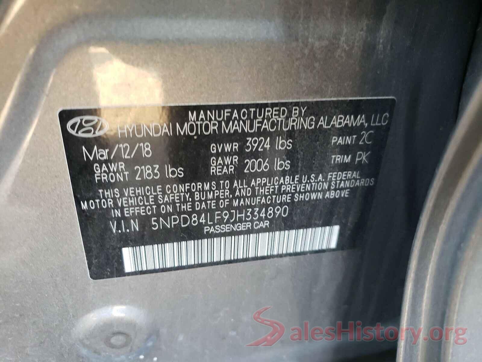 5NPD84LF9JH334890 2018 HYUNDAI ELANTRA