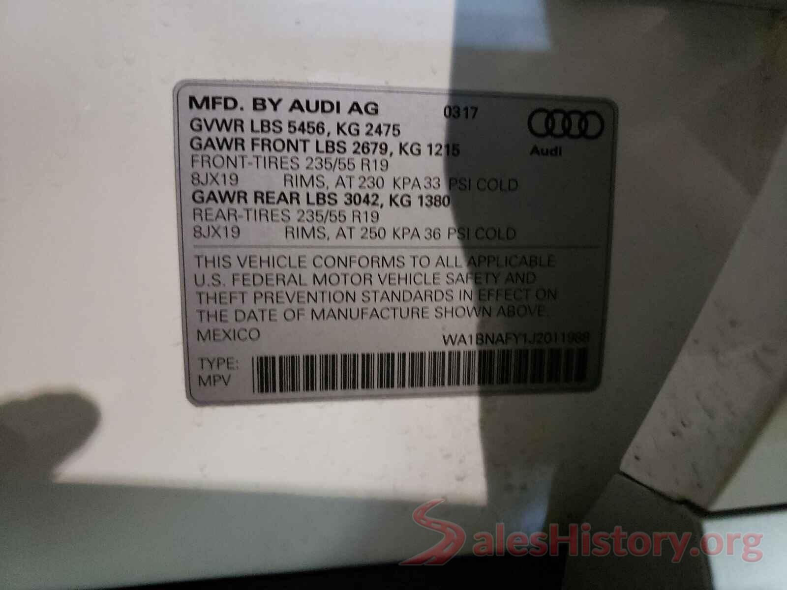 WA1BNAFY1J2011988 2018 AUDI Q5